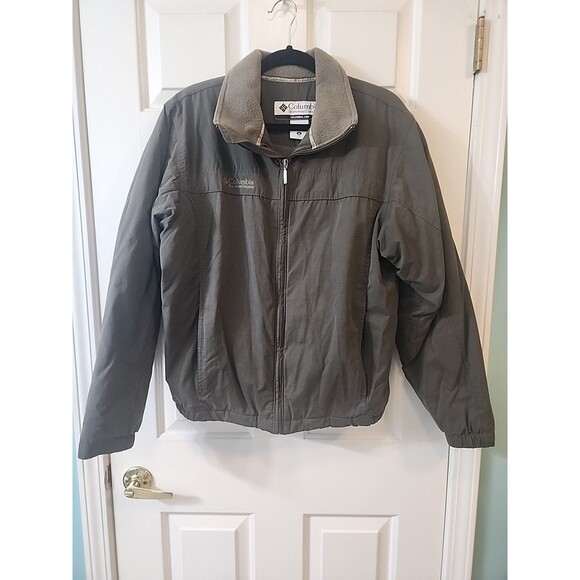 Men's Columbia Med Full Zip Up Jacket Green Work, Outdoors Style Lined Warm Read - Picture 1 of 7
